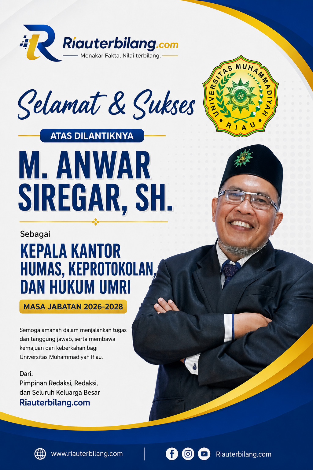 Selamat dan Sukses Kepala Humas, Keprotokolan, dan Hukum UMRI